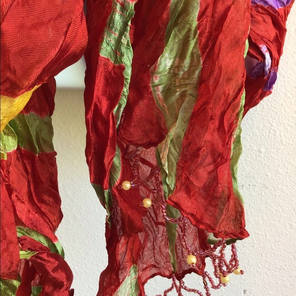 New Red Beach Striped Scarf Wrap Pareo - Picture 10 of 13